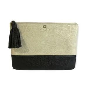 Kate Spade Gia Black and Cream Clutch with Tassel Accent EUC